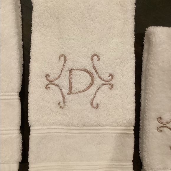 White “D” Mongrammed Hand Towels - Picture 3 of 5
